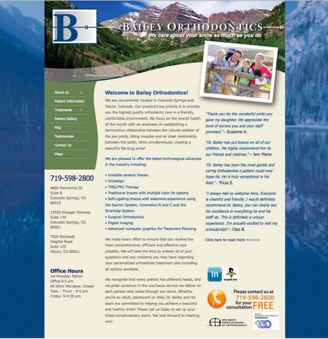 Bailey Orthodontic Website - Crystal Peak